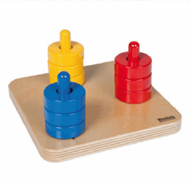 Color Discs on Colored Dowel